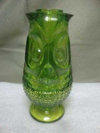 Vintage Mid Century Viking Glass Green Owl Fairy Courting Candle Lamp