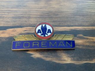 Vintage 60s/70s American Airlines Foreman Brass Pin Badge W/ Aa/eagle Wings Logo