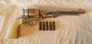 Vintage 50s Hubley Colt 45 Toy Cap Gun Pistol W/orig.  Toy Ammo