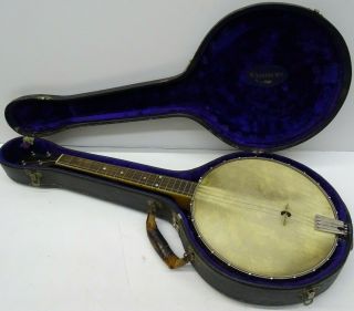 Vintage 1920s Washburn Style " C " Tenor Banjo & Case - Ready To Play