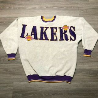 Vtg Los Angeles Lakers Legends Athletic Mens 2xl Sewn Logo Pullover Sweatshirt