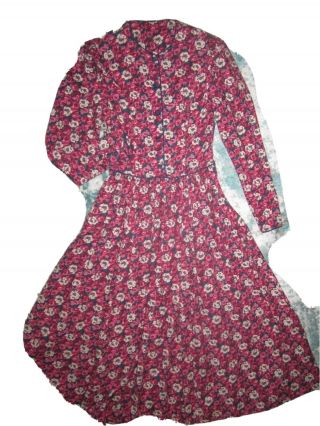 Vtg Laura Ashley Navy Pink & White Floral Long Sleeved Dress,  Ladies 
