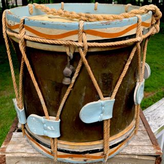 Antique Painted Brass Wood Marching Band Snare Drum Musical Instrument