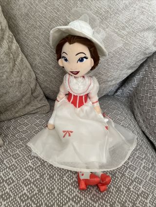 Disney Store Mary Poppins Jolly Holiday Plush 18 " White Dress Exclusive Rare Htf
