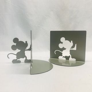 Disney Mickey Mouse Bookends Silhouette Pair Michael Graves Grey Gray Silver