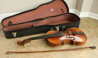 Vtg Wooden Antonius Stradiuarius Cremonenfis Faciebat Anno 1736 Violin W/ Case