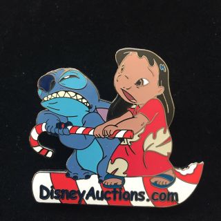 Disney Lilo & Stitch With Christmas Candy Cane On Da Logo Gwp Pin