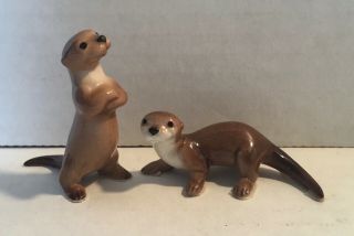 Adorable Vintage Hagen Renaker Miniature Otters Figurine Set