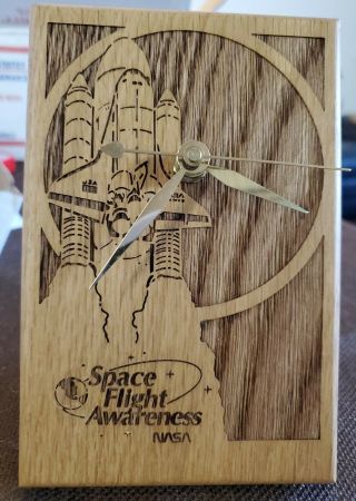 Laser Engraved Wood Nasa Space Flight Awareness Clock