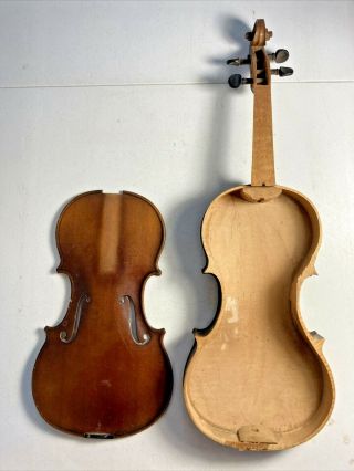 Antique 19th C.  Finely Made Violin W/ 2 Piece Tiger Maple Back Needs Restore 9
