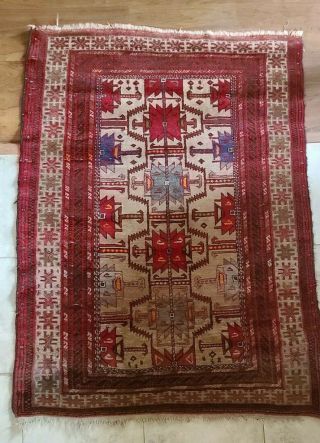 63  X46  Handmade Vintage Afghan Tribal Wool Persian Area Rug