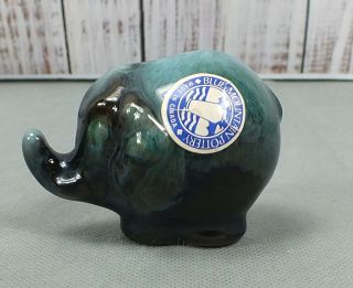 Vintage Blue Mountain Pottery Glazed Elephant Miniature Figurine Made In Canada