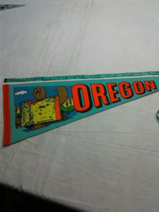 Vintage 1970s Oregon - The Beaver State 25 " Souvenir Pennant