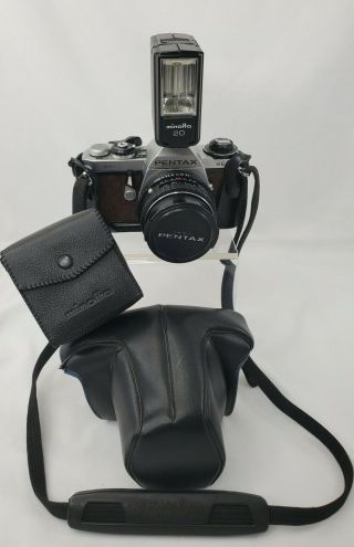 Pentax Mue Se 35mm Slr Film Camera With 50 Mm Lens And Strap - Asahi Vtg