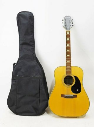 Vntg Epiphone Ft - 150bl Acoustic Guitar For P&r W/ Gig Bag