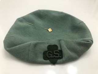 Large Vintage Official Green Girl Scout Hat Cap - Made In York