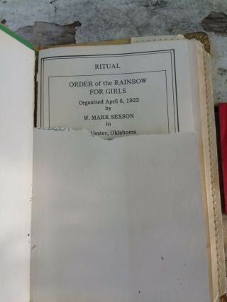RARE Vtg Order Rainbow For Girls Ritual Book Initiation 1968 Dues Receipt Card 3