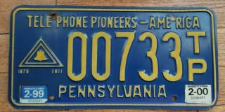 Pa Pennsylvania License Plate Telephone Pioneers Of America 00733tp