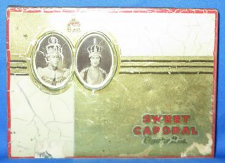 1937 Royal Coronation Sweet Caporal Cigarette Tin Britain Queen King George Vi