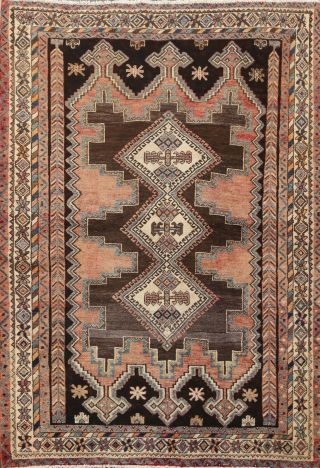 Vintage Geometric Traditional Oriental Area Rug Hand - Knotted Wool 5x7 Home Decor