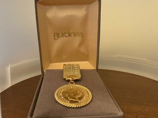 Vintage Burdines Austro - Hungarian Gold Coin Medal Style Pin Brooch