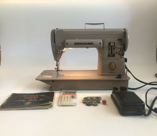 Vintage Singer 301a Sewing Machine Wmanual,  Pedal,  Power Cord,  Bobbins & Needles