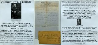 Developer Father Brownsville Brooklyn Ny Land Speculator Brown Letter Signed 