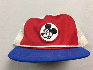 Vintage 70s Mickey Mouse Disney Mesh Trucker Snapback Hat Youth Kids One Size