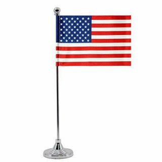 Small American Flag - Mini American Us Table Flag Desk Flag With Metal Pole A.