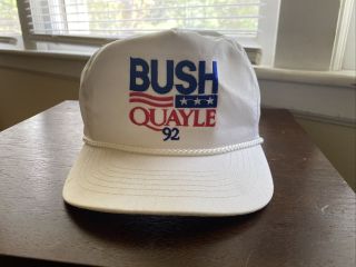Vintage George H.  W.  Bush Dan Quayle 1992 Presidential Election White Hat Mens