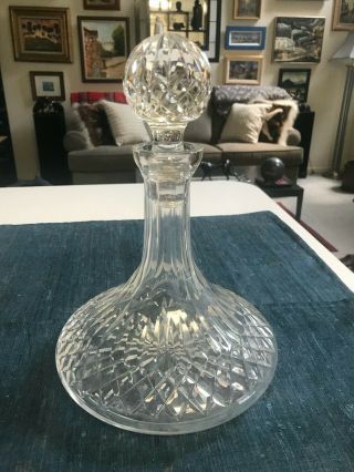 Vintage 10 1/2 " Waterford Lismore Cut Crystal Ships Decanter W/stopper