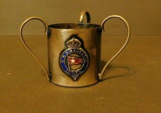 RMS MAJESTIC WHITE STAR LINE SILVERPLATE MINI 3 HANDLED LOVING CUP 2
