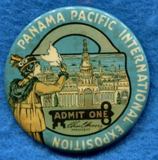 1915 Panama Pacific Exposition Ppie 2” Celluloid Pinback Button Closing Day