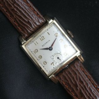 1930s Benrus Kingsman 17 Jewel Men’s Art Deco Square Vintage Watch