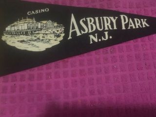 Vintage - Asbury Park Jersey Souvenir Pennant Banner Flag Casino - Ship Fast