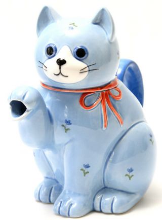 Vintage Otagiri Blue Cat Tea Pot