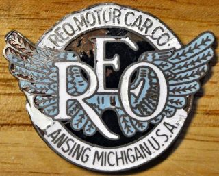 Reo Motor Car Co Radiator Badge Car Truck Auto Emblem Enamel Lansing Mi Antique