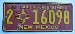 1955 Mexico Auto License Plate " 2 16098 " Nm 55 All