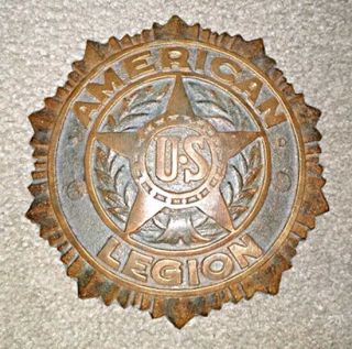 Vintage American Legion Grave Marker,  Cast Solid Brass,  Flag Holder