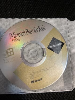 Microsoft Plus For Kids Golden December 1996 Microsoft Windows 95 Disc Vintage