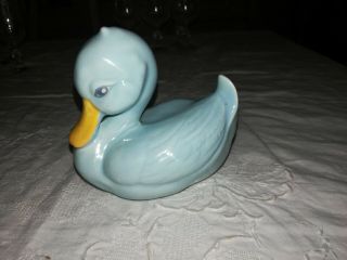 Vtg A Georgewood Creation Baby Blue Ceramic Duck Ducky 4.  5 " X 4.  5 " 1960s