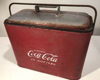 Vintage Coca Cola Metal Coke Cooler Progress Refrigeration 18”