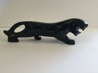 Large Black Panther Carved Onyx Figure Panther,  Puma,  Cougar Statue Art 15”x3”