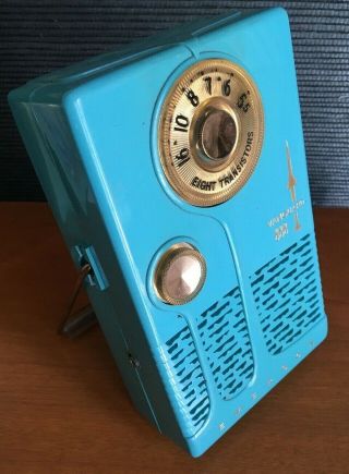 1963 Emerson Vanguard Vintage Transistor Radio - Model 888 - Turquoise - Atomic
