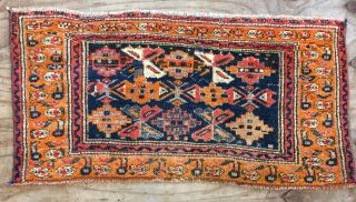 Antique Old Kurdish Handmade Wool Rug Carpet,  Shabby Chic,  Size:1.  10 By3.  0ft