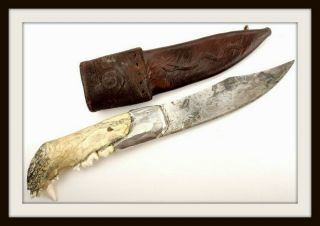 Antique American Indian Trade Knife Dagger Natural Jaw Handle