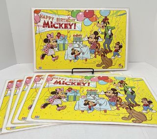 6 Vintage 1978 Pepsi Walt Disney Happy Birthday Mickey Mouse Laminated Placemats