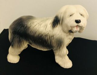 Vintage Coopercraft Old English Sheepdog Large Ceramic Figurine 8 X 7 Inch