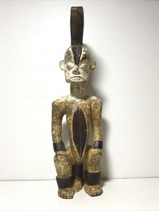 Antique African Art Gabon Tribal Wood Carving Fertility Figure,  Fang People.  H46cm