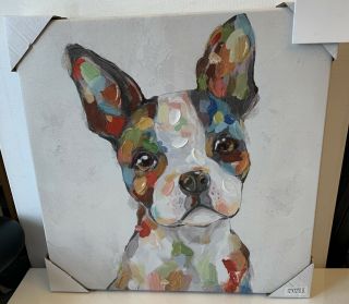 Sale Boston Terrier Oil On Canvas Painting